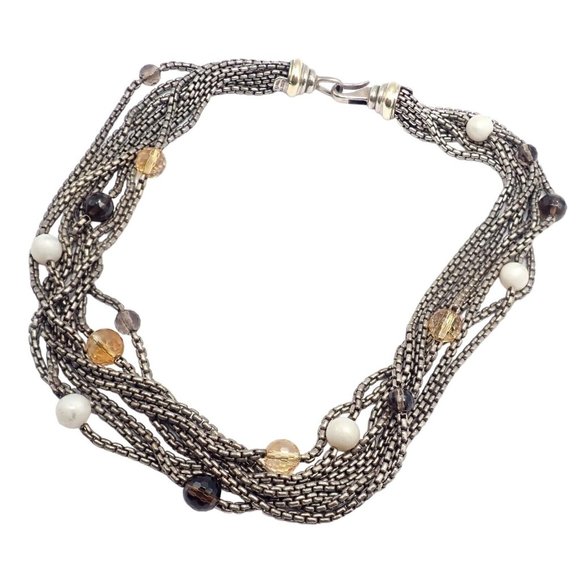David Yurman Jewelry - David Yurman DY 18k Yellow Gold Sterling Silver 8 Strand Box Chain Necklace